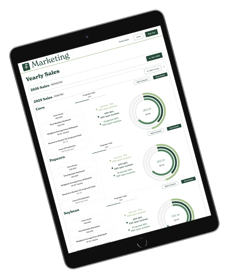 Crop Marketing tool screenshot of crop market prices