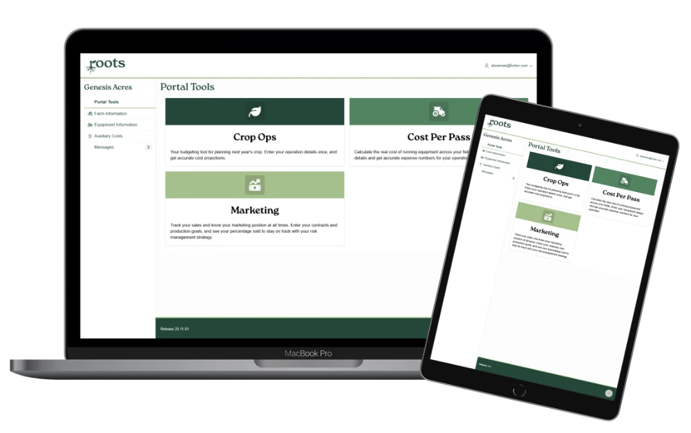 roots portal tools screenshot on laptop and tablet